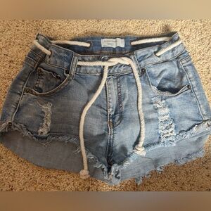Ocean Drive Light Blue Distressed Jean Shorts